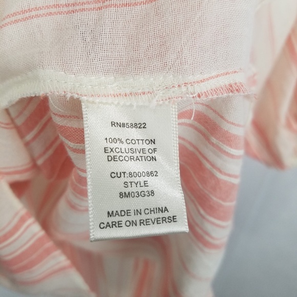 Max Studio Pink Cream Striped Off Shoulder Top - Picture 6 of 7